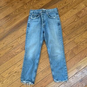 Ag Adriano Goldschmied  Riley Crop Light Blue Frayed Jeans